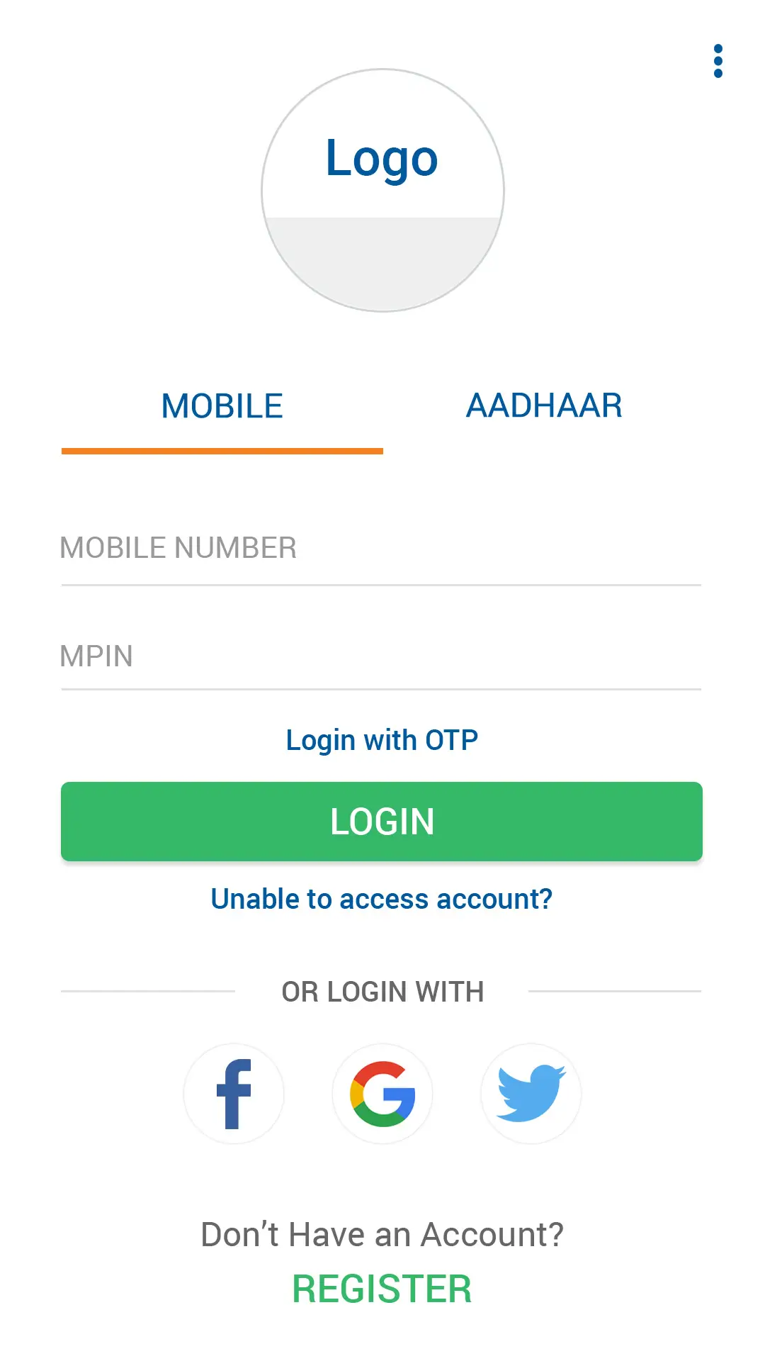 mobile app UI design login